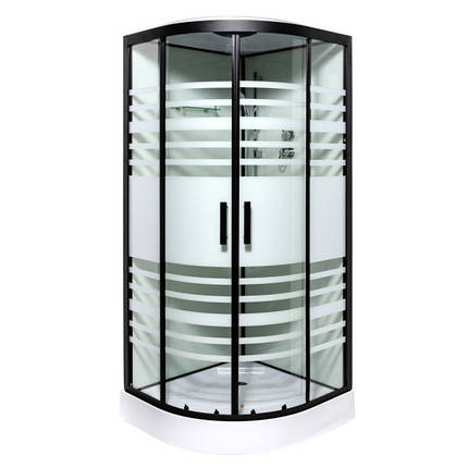 Душовий бокс Insana Talija 90x90x215 см на низькому піддоні чорний прозоре скло з візерунком розпашні двері, фото 1