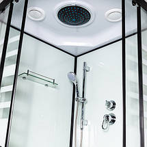 Душовий бокс Insana Talija 90x90x215 см на низькому піддоні чорний прозоре скло з візерунком розпашні двері, фото 3