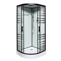 Душовий бокс Insana Talija 90x90x215 см на низькому піддоні чорний прозоре скло з візерунком розпашні двері, фото 2