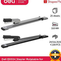Степлер Deli 0334Е, мікс №24, №26 25 аркушів, подовжений, Степлер глибокий офісний, фото 5