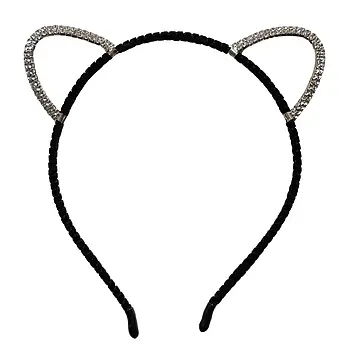 Обідок для волосся Вушка Кішки Міні з камінням STARLOOK сріблястий