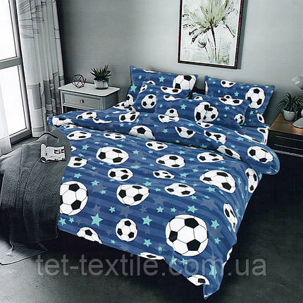 Дитяча постільна білизна ТЕТ Футбол синій 100% бавовна (м'яка упаковка), фото 1