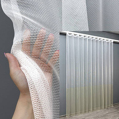 Тюль сітка льон. Колір білий з молочним. Код 1744т