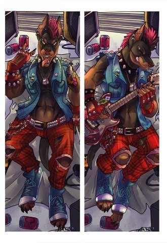 Дакімакура 150х50 см Фуррі Доберман панк Подушка з наволочкою обнімашка двухсторння, фото 1