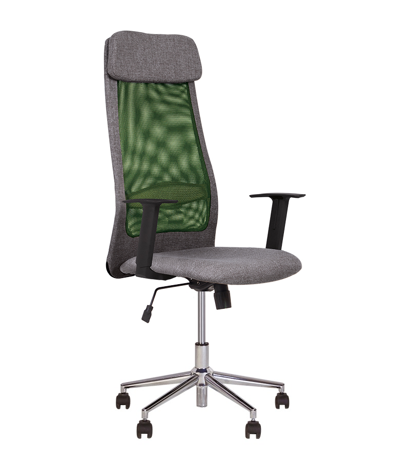 Офісне крісло Frank GTR tilt WS-122 CHR64 сітка OH-8 тканина PN-02 сіра (Новий Стиль ТМ)