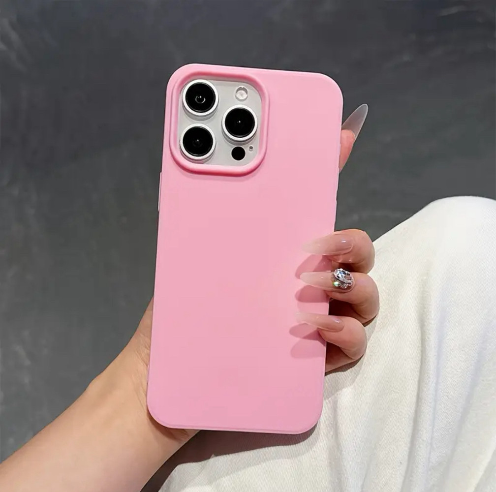 Чохол із відкритою камерою матовий однотонний на iPhone 15 (рожевий)