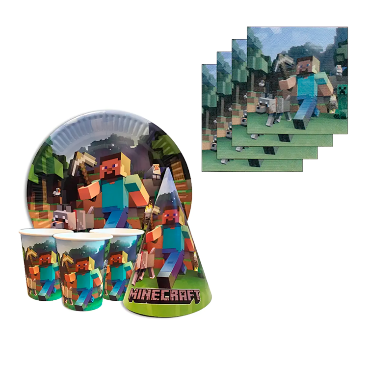 Набір посуду та серветки "Майнкрафт", фото 1