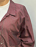 Сорочка жіноча подовжена в смужку на ґудзиках Стильна класична жіноча сорочка оверсайз норма батал, фото 7