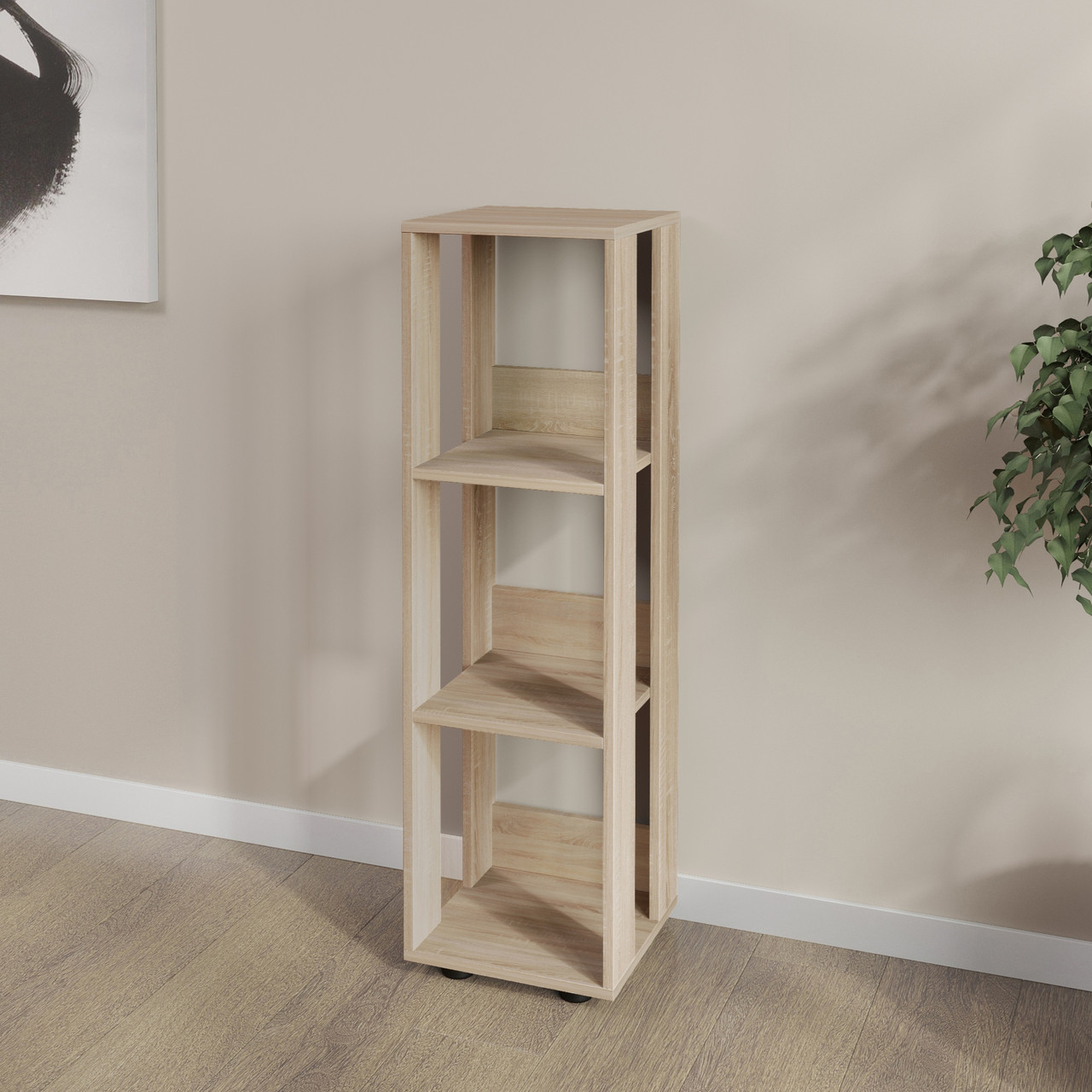 Стелаж (етажерка, полиця) 4 полиці 110*34*32 Дуб Сонома – для дому, офісу, салону, лабораторії, ванної, фото 1
