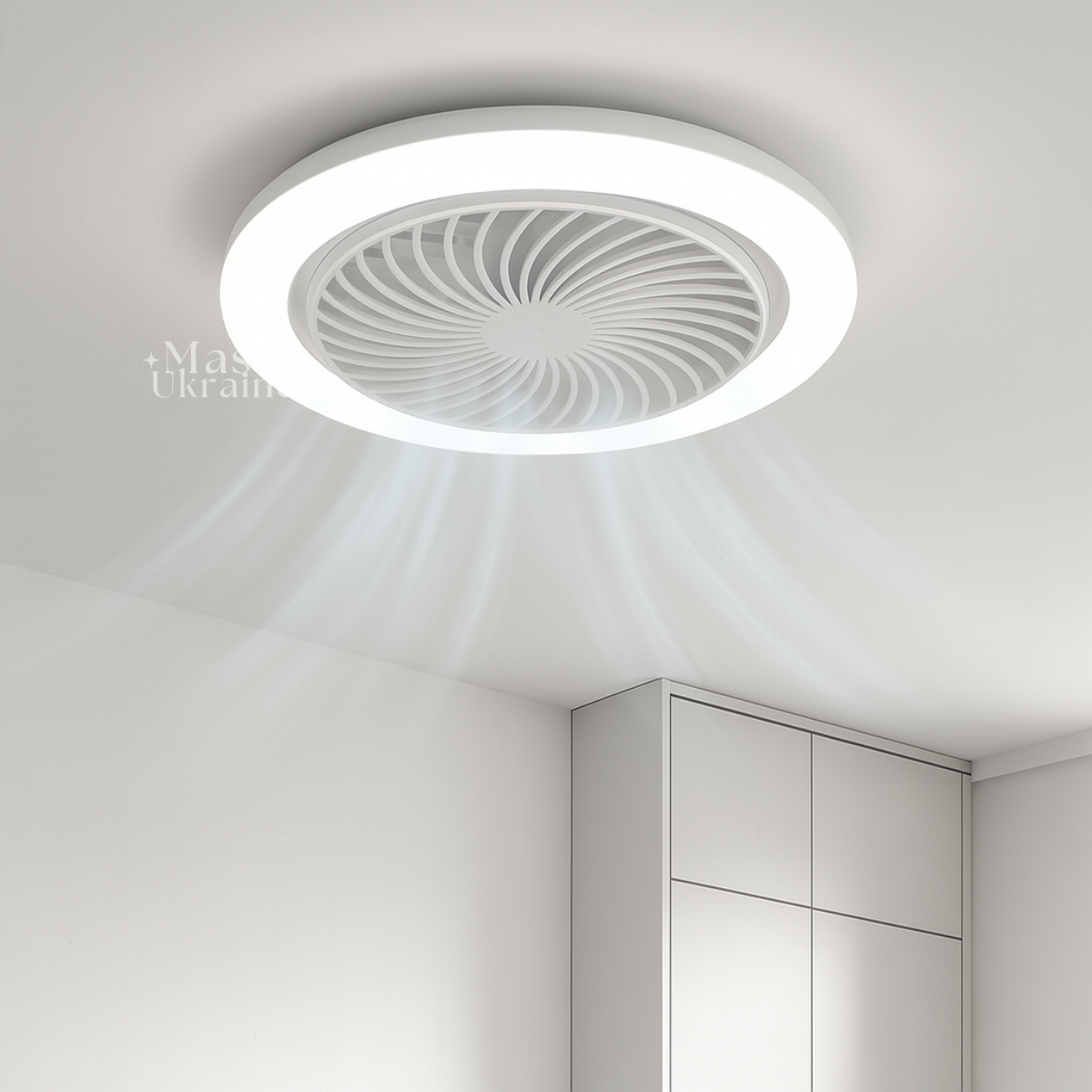 Вентилятор-люстра LED стельовий універсальний 30Вт для патрона E27 БЕЗ ПУЛЬТА Білий LK-22D1, фото 1