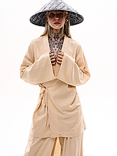 Жіноче оверсайз кімоно з льону "Хідеко", бежевий L/XL