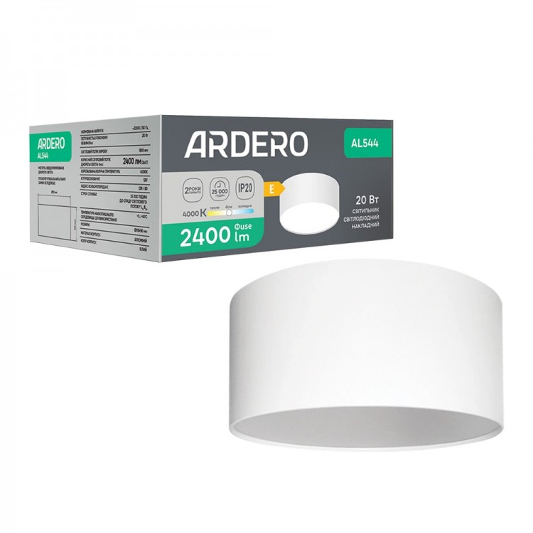 Світлодіодний LED світильник Ardero AL544 20Вт 4000K бiлий1800Lm акцентний Ø115х50мм, фото 1