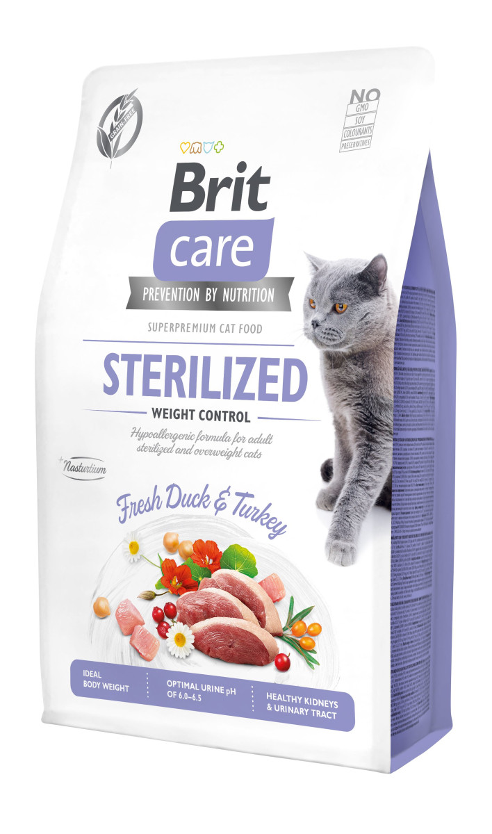 Сухий корм Brit Care Cat GF Sterilized Weight Control для стерилізованих котів, качка та індичка, 2 кг, фото 1
