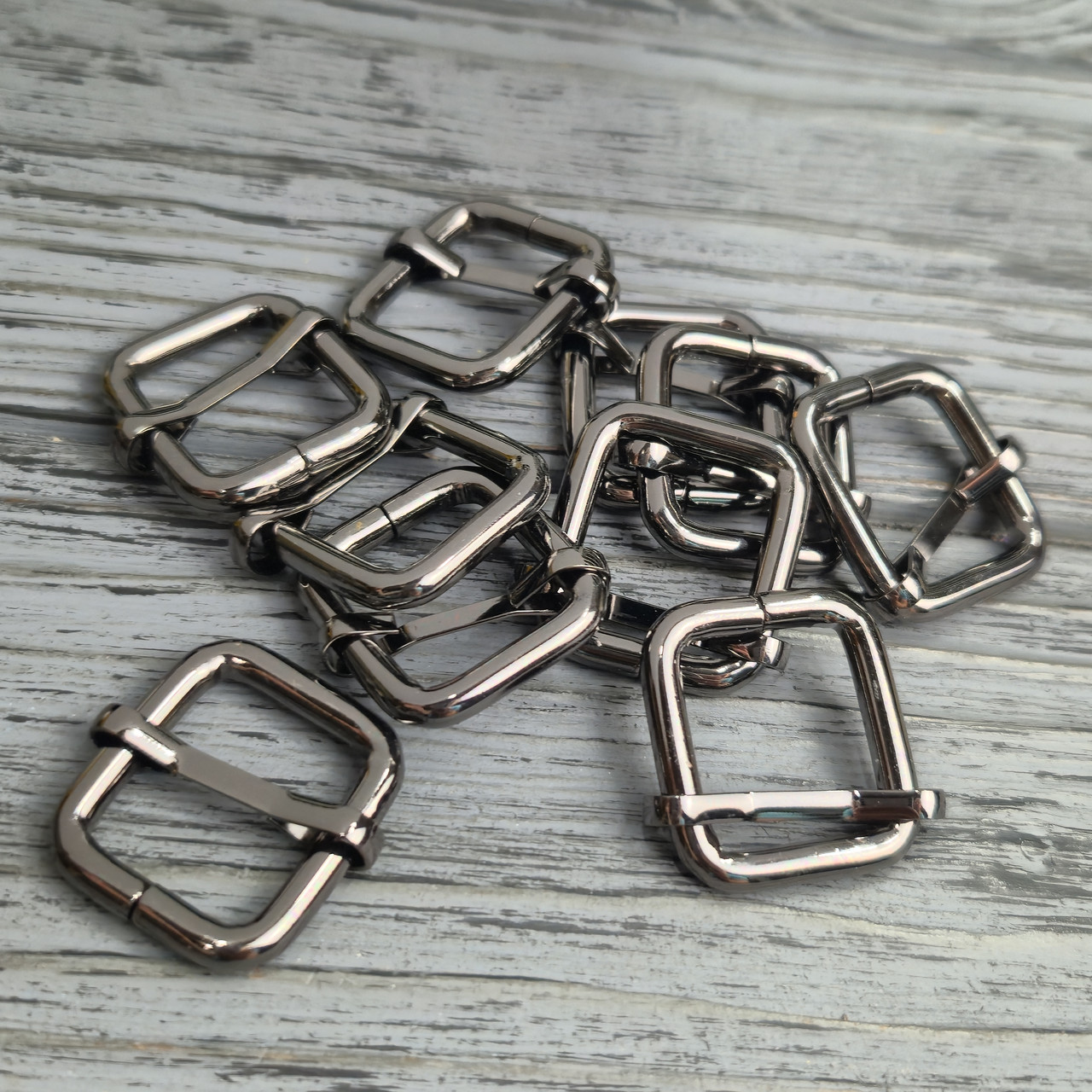 Пряжка регулятор перетяжка 15х15х4 мм Темний Нікель Глянець, фото 1