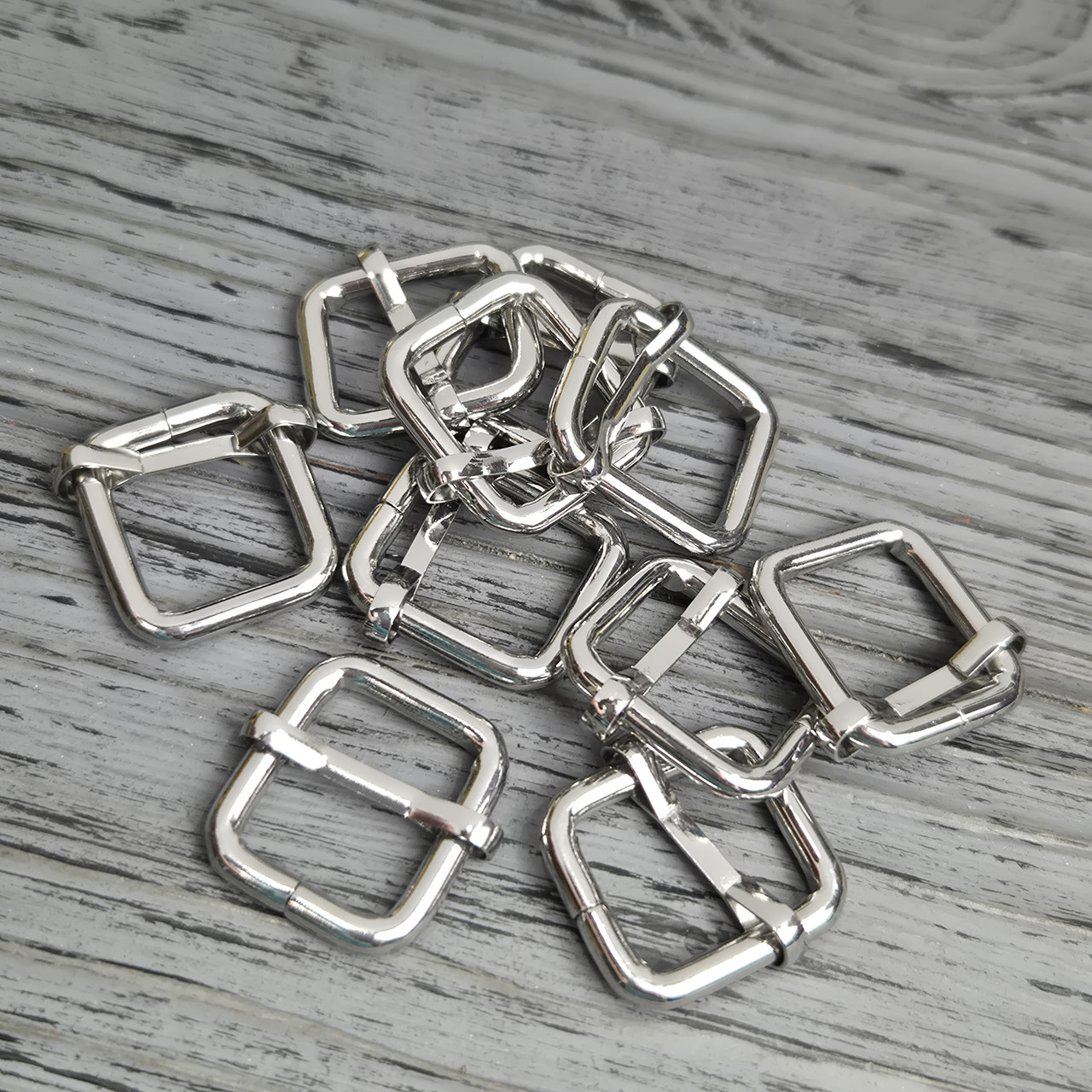 Пряжка регулятор перетяжка 15х20х4 мм НІкель Глянець, фото 1