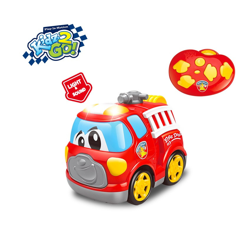 Машинка на радіокеруванні "Пожежна" зі світлом та звуком на батарейках (27x14,5x19,2 см)/Kidz2Go, фото 1