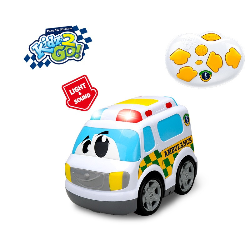 Машинка на радіокеруванні "Швидка" зі світлом та звуком на батарейках (27x14,5x19,2 см)/Kidz2Go, фото 1