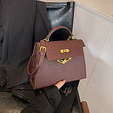 Жіноча сумка XCY-27880 велика крос-боді темно коричнева, фото 2