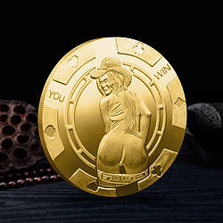 Пам'ятна монета сексуальна дівчина Ковбой, монета передбачувач Ти виграєш — ти програв. голд