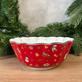 Піала порцелянова "Святковий флер" 500мл, колір - червоний (новогодняя посуда)