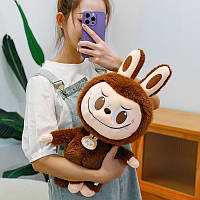 Большая мягкая детская игрушка Лабуба Заяц Labubu The Monsters большие мягкие игрушки Коричневая 35 см Лабубу Зайчик Коричневый