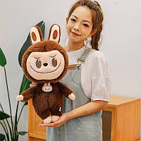 Большая мягкая детская игрушка Лабуба Заяц Labubu большие мягкие игрушки 45 см коричневая Лабубу Зайчик цвет Коричневый