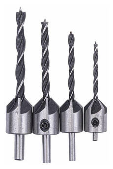 Набір свердел 4 шт Powermat PM-ZWZP-4T зенковані універсальні бурові насадки