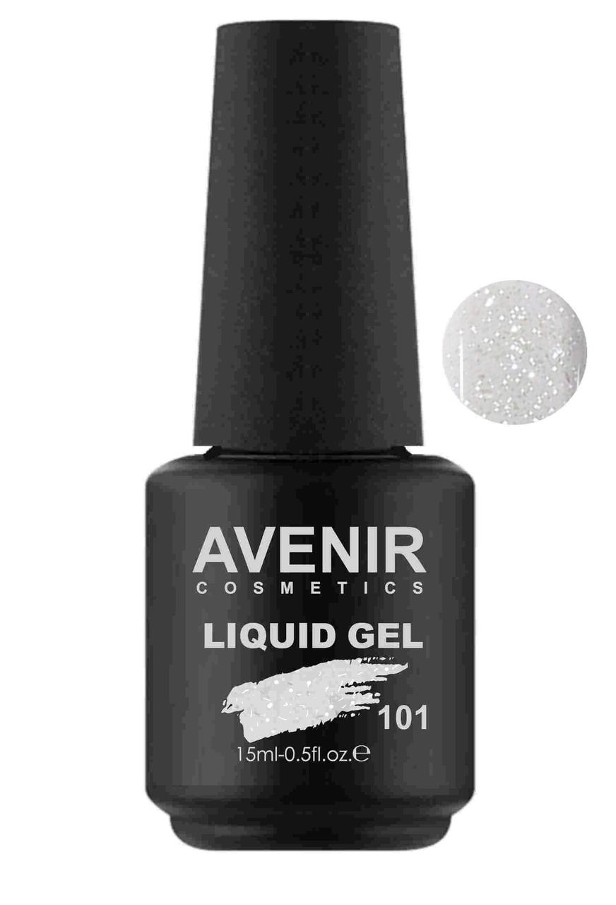 Рідкий гель для нігтів Avenir Cosmetics Liquid Gel з блискітками 101, 15мл