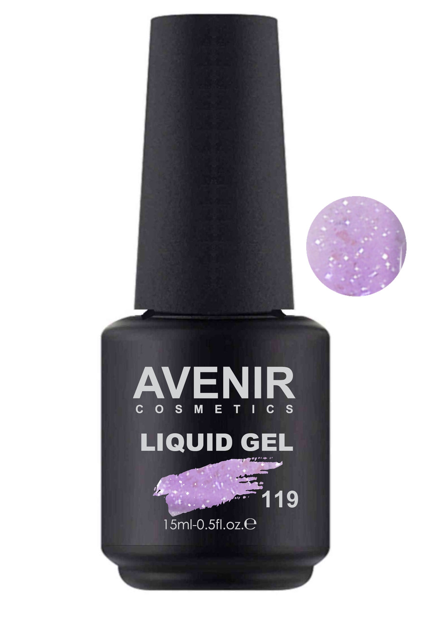 Рідкий гель для нігтів Avenir Cosmetics Liquid Gel з блискітками 119, 15мл