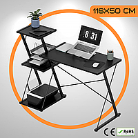 Комп'ютерний Стіл Лофт з Поличками 116 x 50 х 73 см MarkAdler Leader 3.5 Loft Офісний Письмовий Стіл для Ноутбуку Чорний