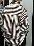 Сорочка жіноча подовжена в смужку на ґудзиках Стильна класична жіноча сорочка оверсайз норма батал, фото 9