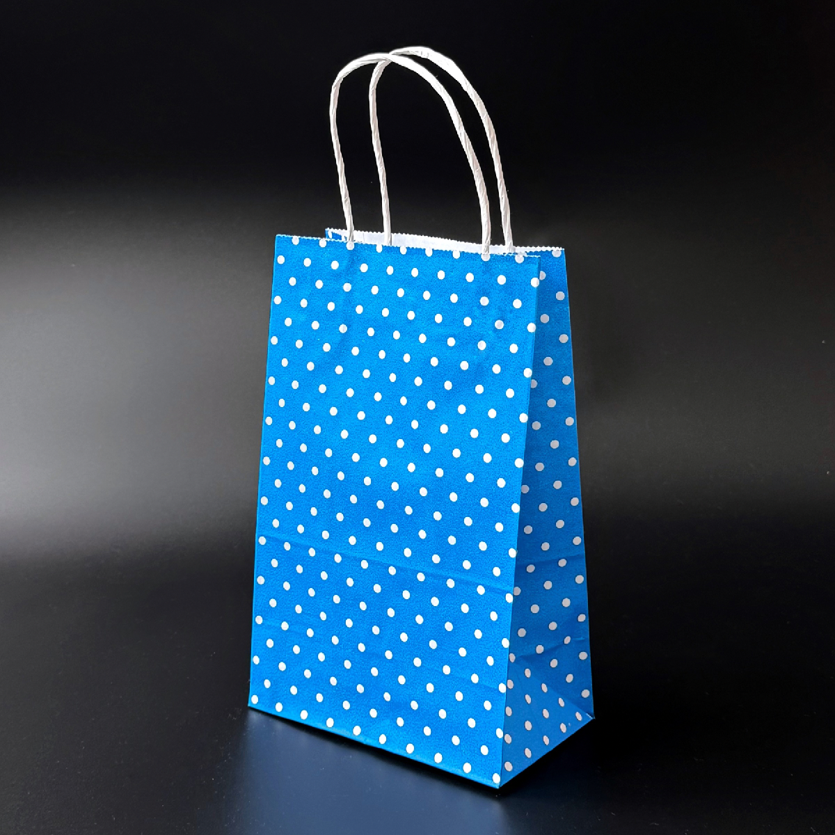Пакет подарунковий паперовий Горох з ручками 24х15х9 см синій, фото 1