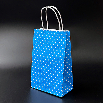 Пакет подарунковий паперовий Горох з ручками 24х15х9 см синій