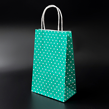 Пакет подарунковий паперовий Горох з ручками 24х15х9 см зелений