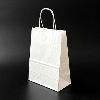 Пакет паперовий 15х9х22 см Білий крафт з ручками 100 г/м