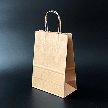 Пакет паперовий 15х9х22 см Крафт бурий з ручками 100 г/м