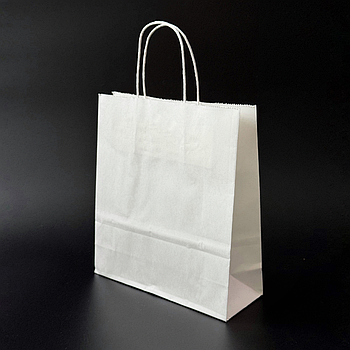 Пакет паперовий 21х8х24 см крафт білий з ручками 100 г/м