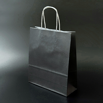 Пакет паперовий 20х8х24 см Чорний з ручками 100 г/м