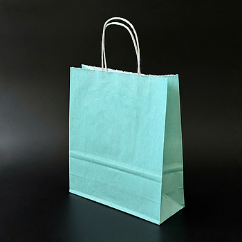 Пакет паперовий 21х8х24 см Блакитний з ручками 100 г/м