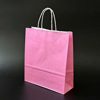 Пакет паперовий 20х8х24 см Рожевий з ручками 100 г/м