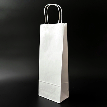 Пакет паперовий 15х9х40 см Білий крафт з ручками 100 г/м