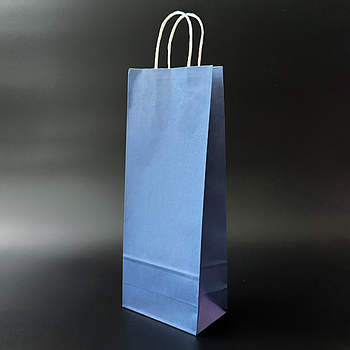 Пакет паперовий 15х9х39 см Синій з ручками 100 г/м