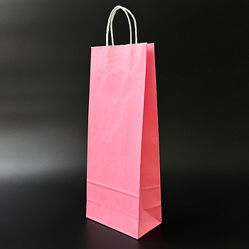 Пакет паперовий 15х9х39 см Рожевий з ручками 100 г/м