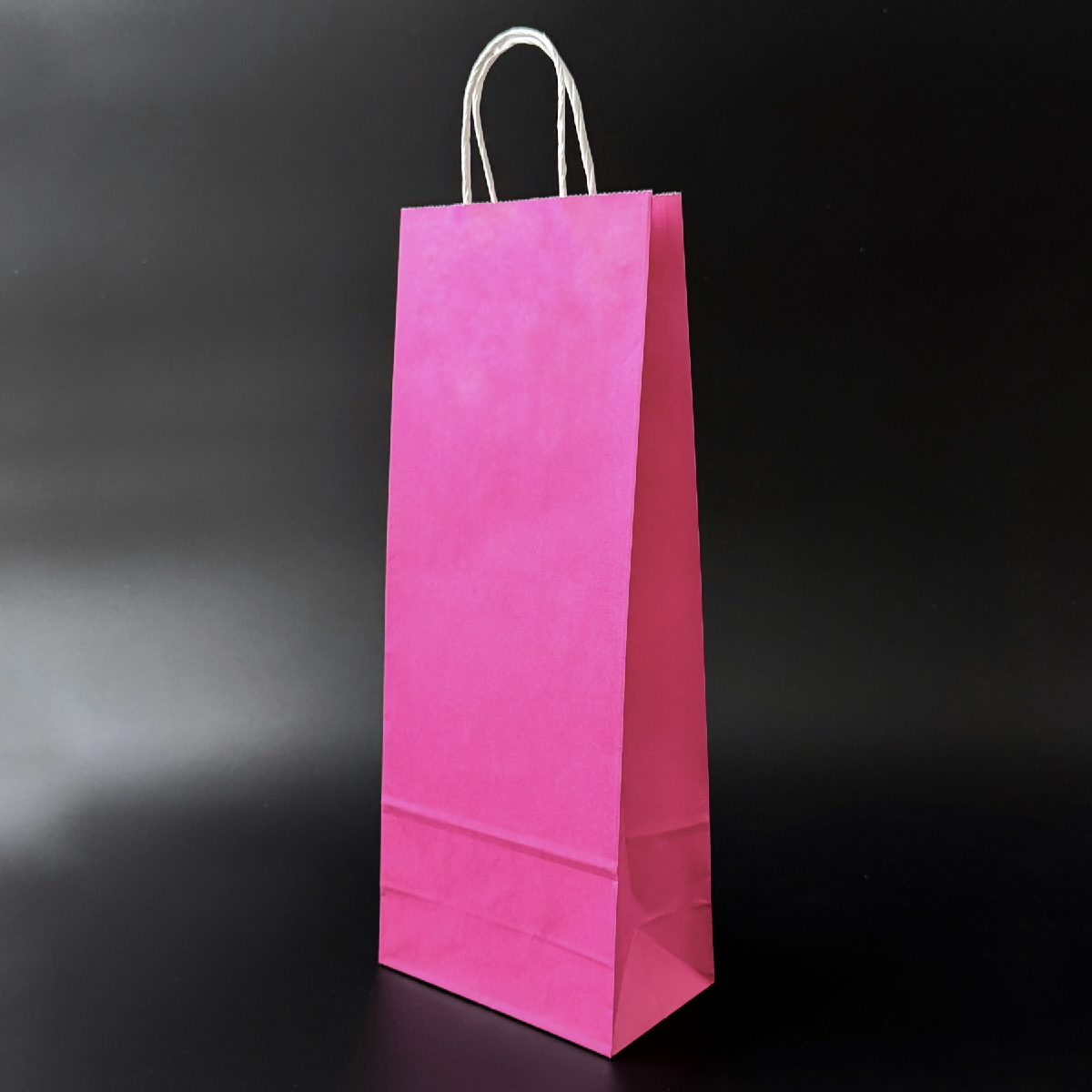 Пакет паперовий 15х9х39 см Фуксія з ручками 100 г/м, фото 1