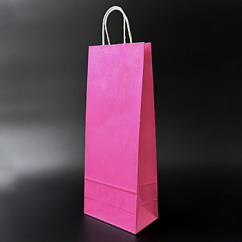 Пакет паперовий 15х9х39 см Фуксія з ручками 100 г/м