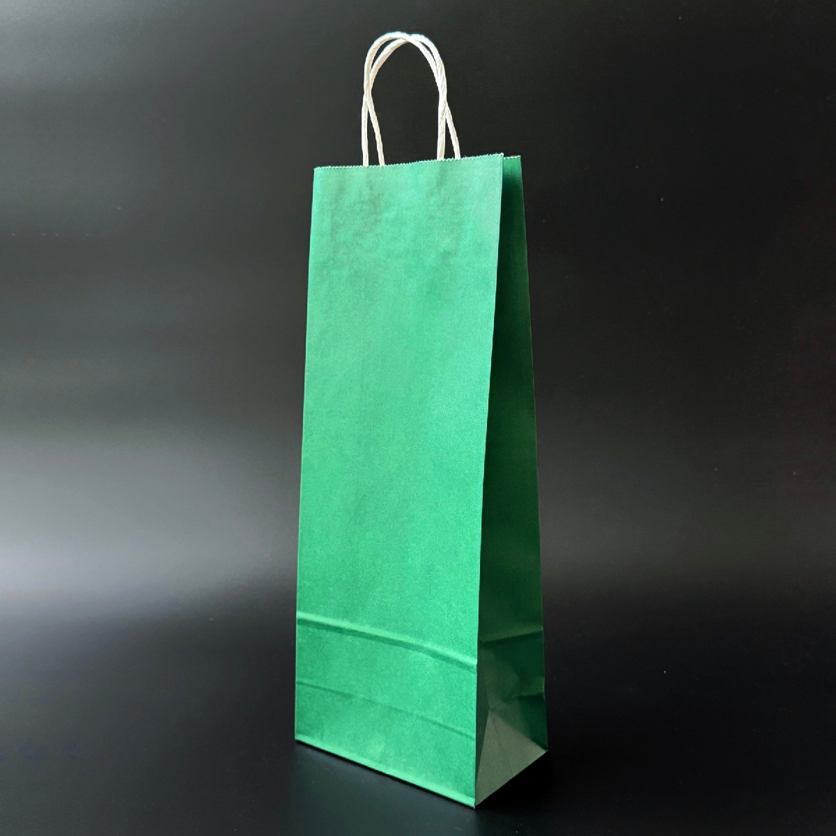 Пакет паперовий 15х9х39 см Зелений з ручками 100 г/м, фото 1