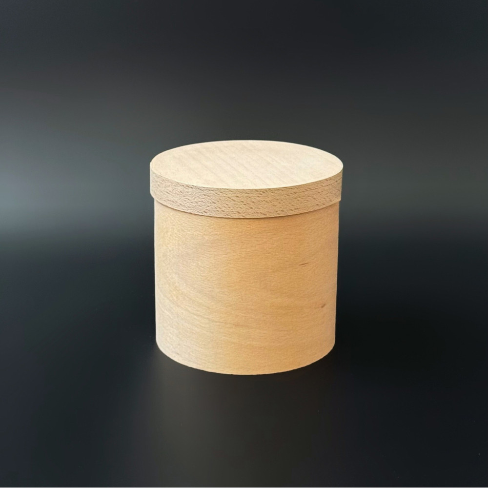 Коробка подарункова з букового шпону кругла 16*16 см з глухою кришкою, фото 1