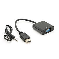 Конвертер HDMI VGA аудио 10 см черный 4K/2K компактный адаптер комплект Q300 lamp