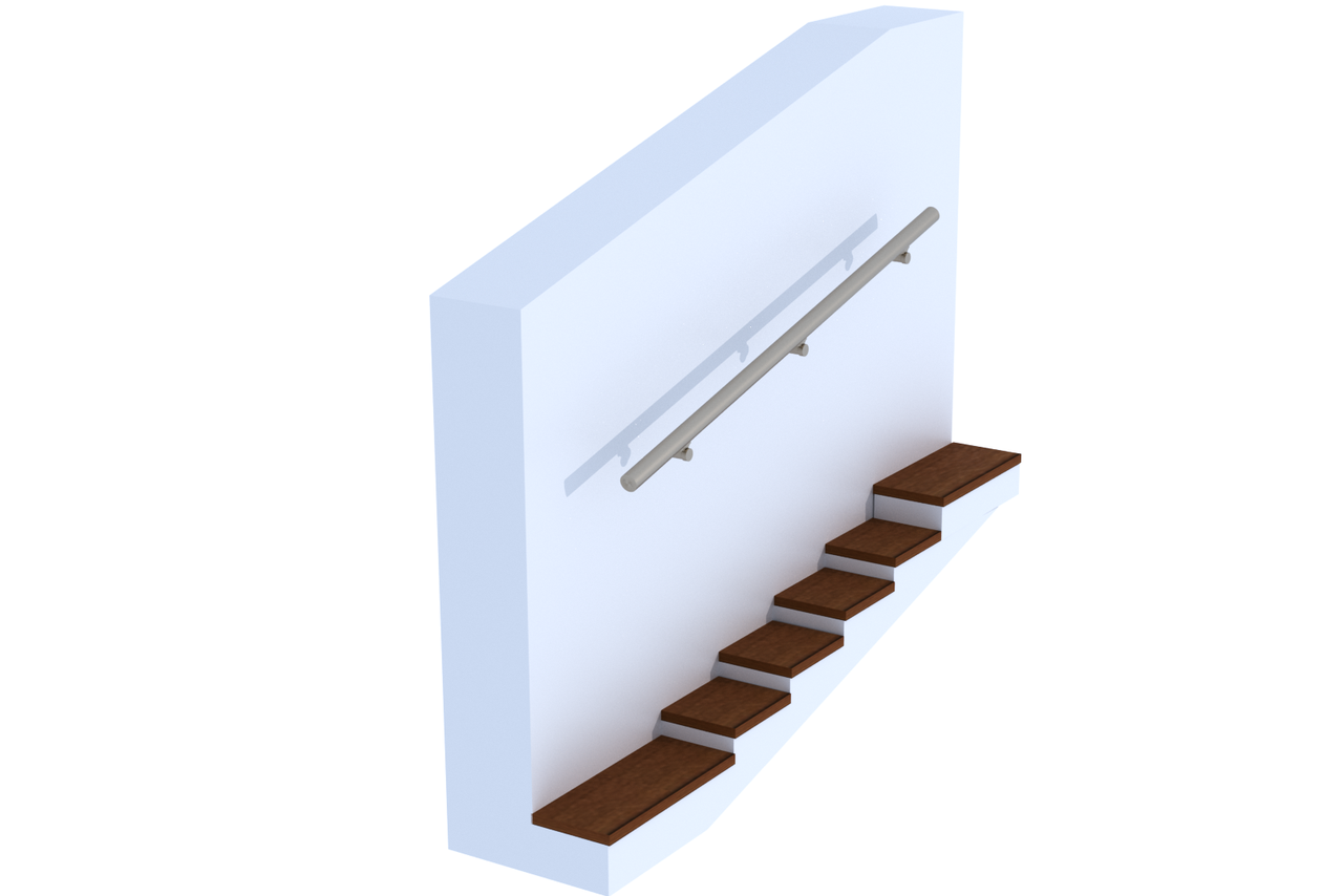 Комплект алюмінієвих пристінних поручнів L 3 м з розбірними тримачами поручня до стіни, фото 1