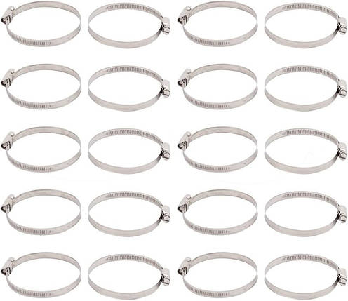 Хомут черв'ячний металевий 60-80мм, 25шт (антикорозійне покриття,розмір ключа 7мм, ширина стрічки 9м), фото 1